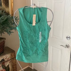 New Jones New York Pretty Sports Flower green Shirt Tank Top